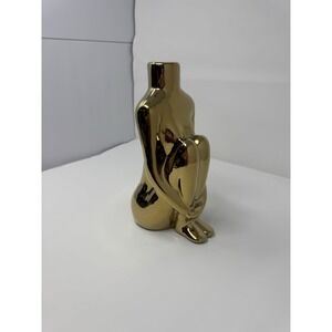 Gold Abstract Female Form Vase Mid Century Modern Sculpture Hollywood Home Decor
